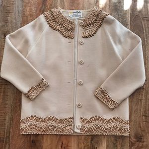 👹SOLD👹 Beige Pure Wool Cardi with Metallic beads